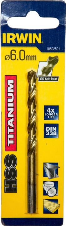 Actual product image Irwin Metal drill bit titanium cylindrical 6mm (10502591) (6 millimetres)