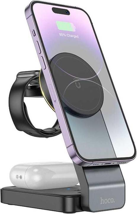 Actual product image Hoco Wireless Charger CQ3 3in1, 15W, 1.67A, black (15 W)