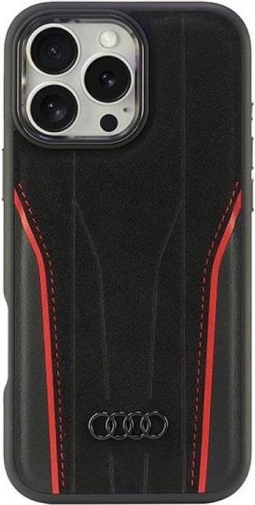 Image du produit Audi Véritable étui rigide en cuir MagSafe pour iPhone 16 Pro Max 6.9" czarno-czerwony/black-red (Apple iPhone 16 Pro Max)