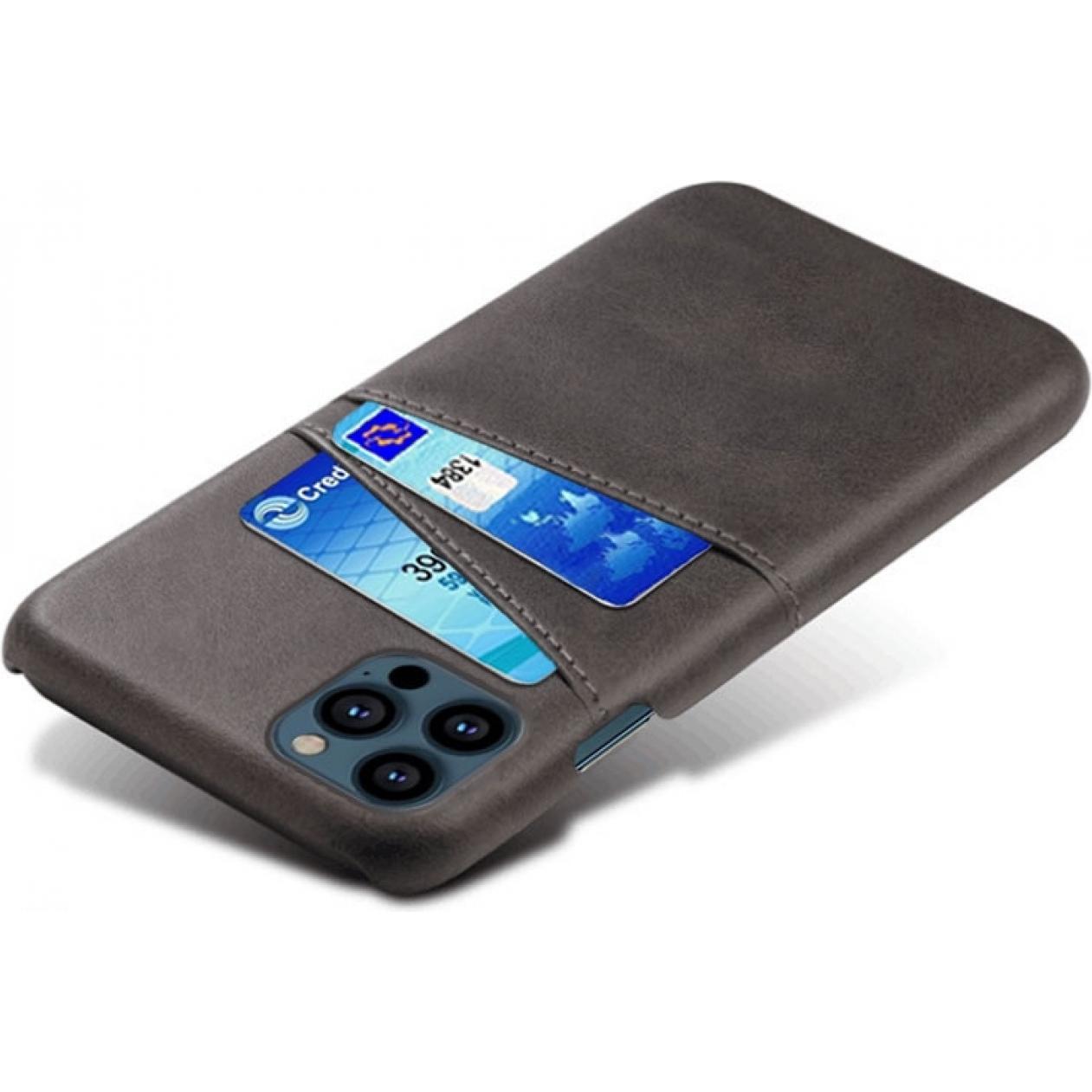 Screenguard Apple iPhone 13 Pro CardCaddy Leder Backcase mit Kartenfächern (Apple iPhone 13 Pro), Smartphone Hülle, Schw...