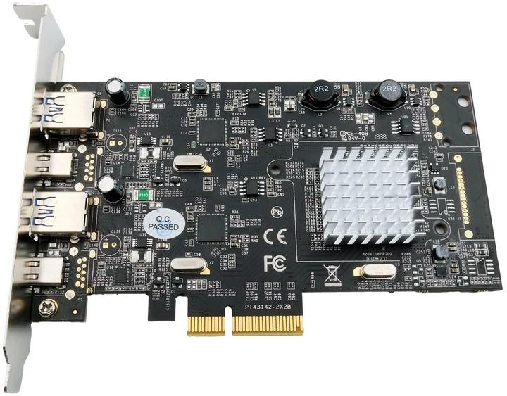 Actual product image Exsys GmbH 4 Port USB 3.2 Gen2 PCIe (x4) Card with 2x A and 2x C™ Connectors (Asmedia)