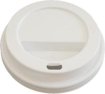 Actual product image Multi Plastic Lids Catersource Ø80 mm High with Drinking Hole White for Coffee Mugs, 100 pcs/ps - (100
