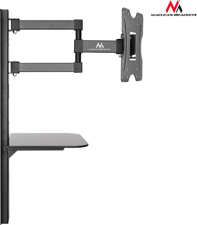 Produktbild Maclean MC-771 - VESA Monitor-/TV-Halter mit Ablage, 23-42", schwarz, 30 kg (Wand, 42", 30 kg)