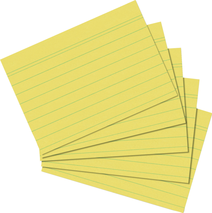 Herlitz Karteikarten, DIN A5, liniert, gelb aus Papier, 170 g-qm, holzfrei, Linienfarbe: blau, doppelte (A5, 170 g/m², 100 x)