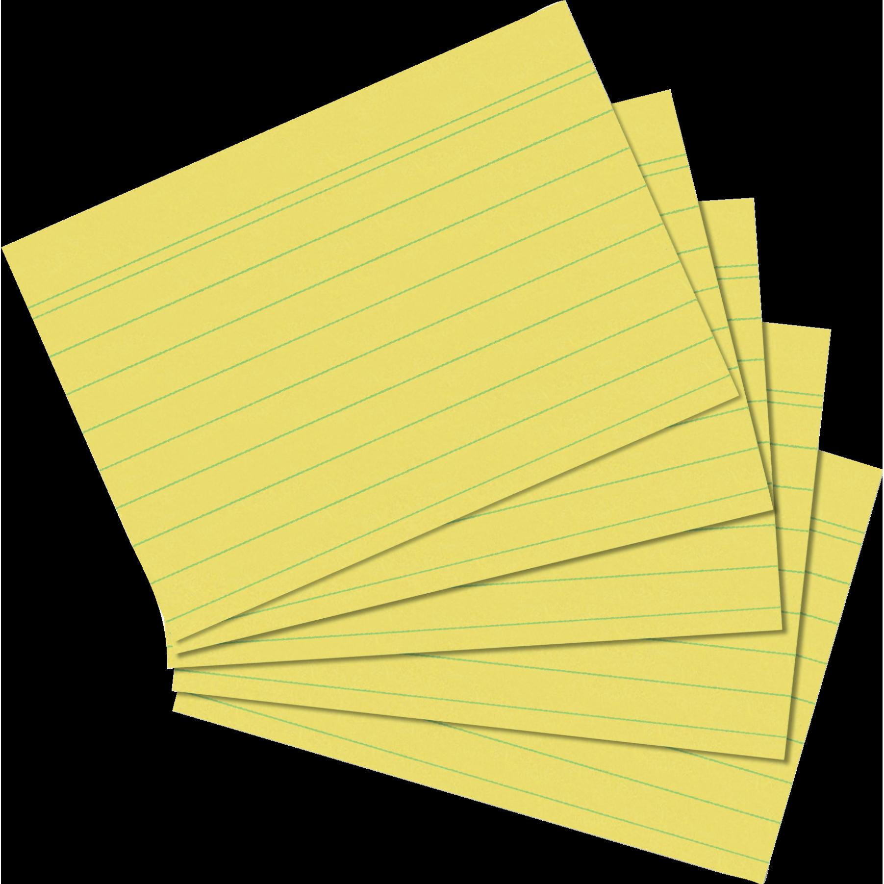 Herlitz, Karteikarten, Karteikarten, DIN A5, liniert, gelb aus Papier, 170 g-qm, holzfrei, Linienfarbe: blau, doppelte (...