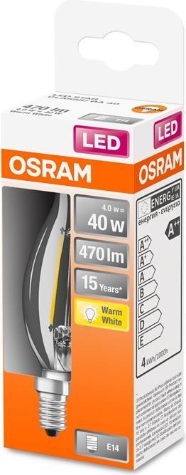 Actual product image Osram LED Leuchtmittel LED Retrofit CLASSIC BA 3.4W 827 Clear E14 Warm weiss 4099854468810 (E14, 470 lm, 6x)