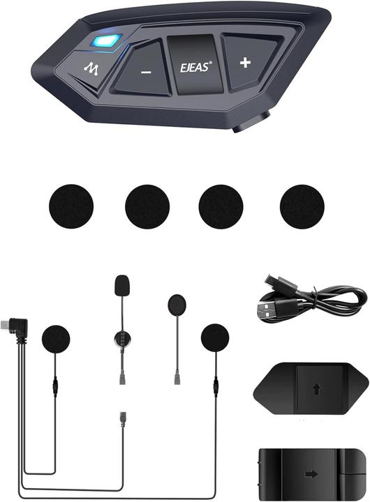 Actual product image PNI Mesh Motorcycle Intercom for Helmets, 20 Users, IP67 Waterproof, Bluetooth 5.1, 8-Hour Battery