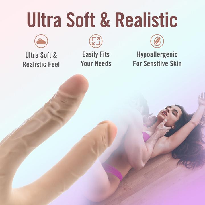 Actual product image Blush dr. skin plus 16.5" posable double dong beige