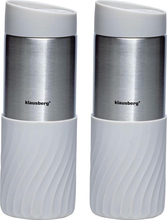 Immagine prodotto Klausberg Set di 2 tazze termiche a doppia parete da 420 ml, grigio chiaro (0.42 l)