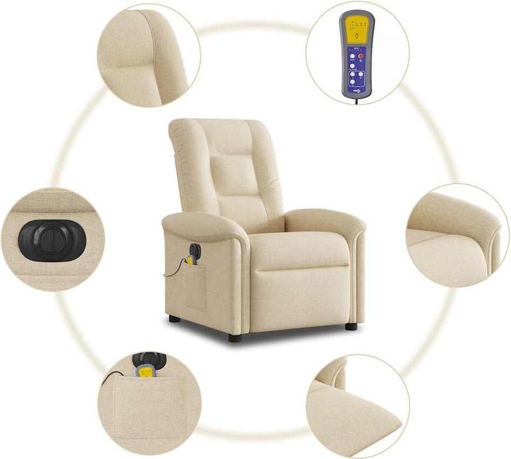 Produktbild vidaXL Massagesessel Elektrisch Creme Stoff