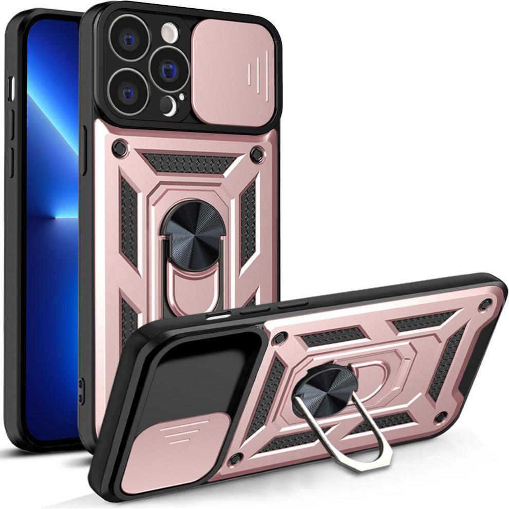 Hurtel Hybrid Armor Camshield case for iPhone 13 Pro armored case with camera cover pink (Apple iPhone 13 Pro), Smartpho...