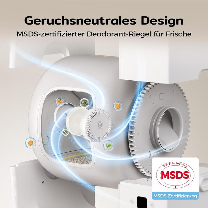 Actual product image AmiCura Cura 3 Selbstreinigende Katzentoilette,Auto Füllende Katzenklo Geruchskontrolle,TÜV,App,60L (Self-cleaning litter tray)