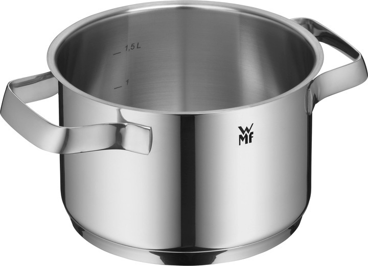 Actual product image WMF Cooking Pot Meat Pot Induction 16cm Glass Lid Belmonte Stainless Steel 18/10 (Pot, Stainless steel)