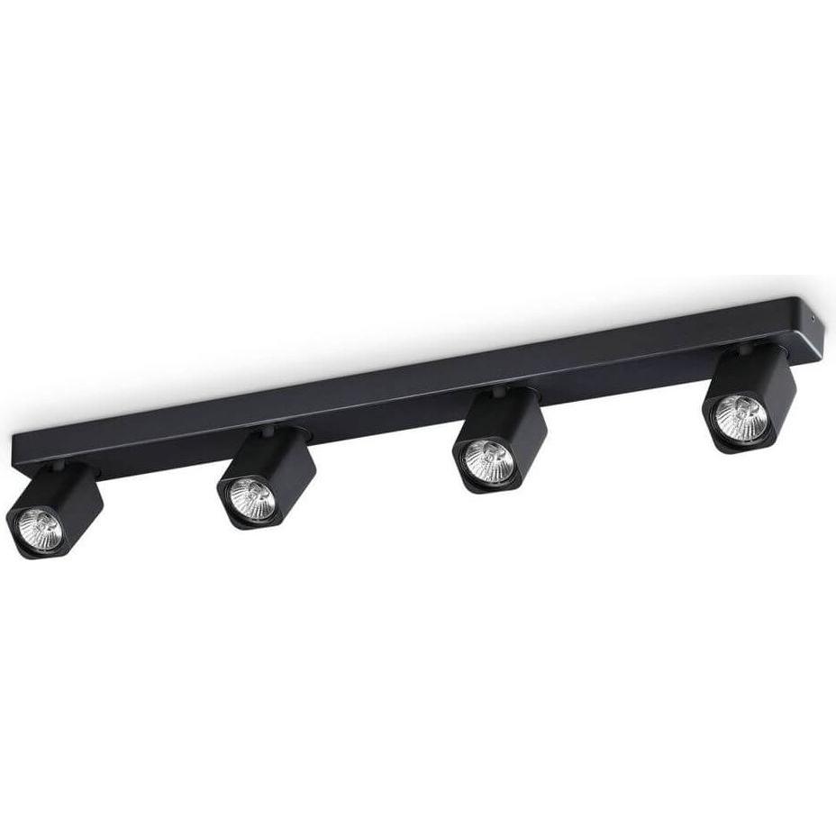 Ideal lux, Wandleuchte + Deckenleuchte, RUDY GU10 Deckenleuchte 4x dimmbar Schwarz warmweiss 321523 (640 lm, GU10)