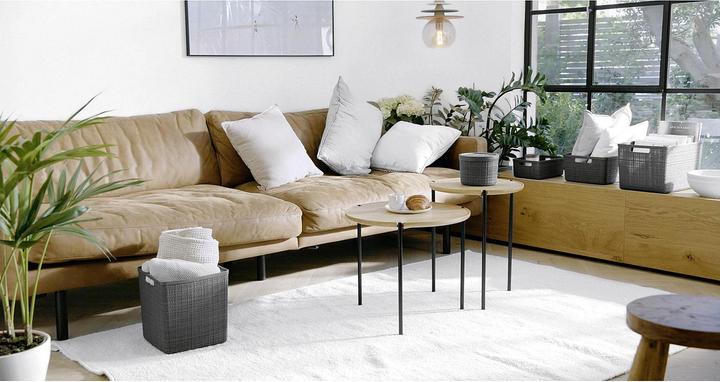 Actual product image Curver Juliet jute basket made of 100% recycled plastic, rectangular, 12 l, dark grey, M (28.20 cm, 12 l, 6x)