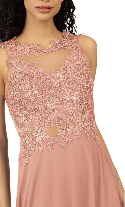 Actual product image Apart Fashion Formal Evening Dress with Floral Lace Embellished Pearls and Glitter Stones, Back Zipper, Soft Feel (36)