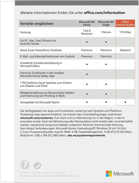 Actual product image Microsoft Office Home & Student 2021 (1 User, unlimited)