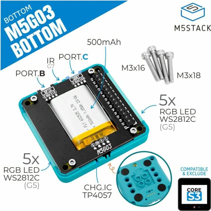 Produktbild M5Stack Battery Bottom3 CoreS3 Base