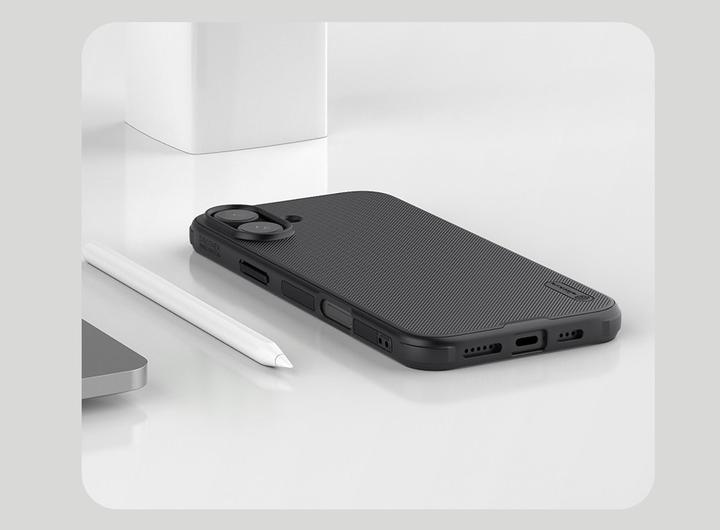 Actual product image Nillkin Super Frosted Shield Pro case for iPhone 16 6,1" black (Apple iPhone 16)