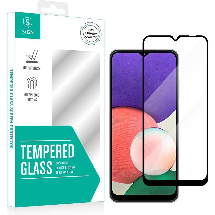 SIGN Protezione dello schermo 2.5D in vetro temperato per Samsung Galaxy A22 5G (Samsung Galaxy A22 5G), Pellicola protettiva smartphone