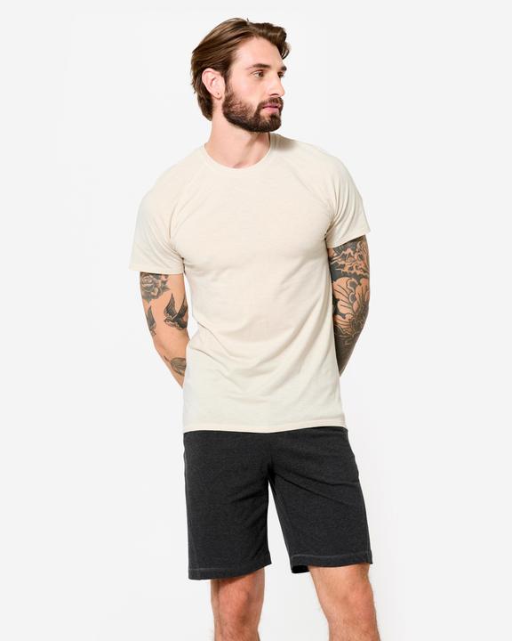 Kimjaly Yoga T-Shirt Herren weich - leinenbeige