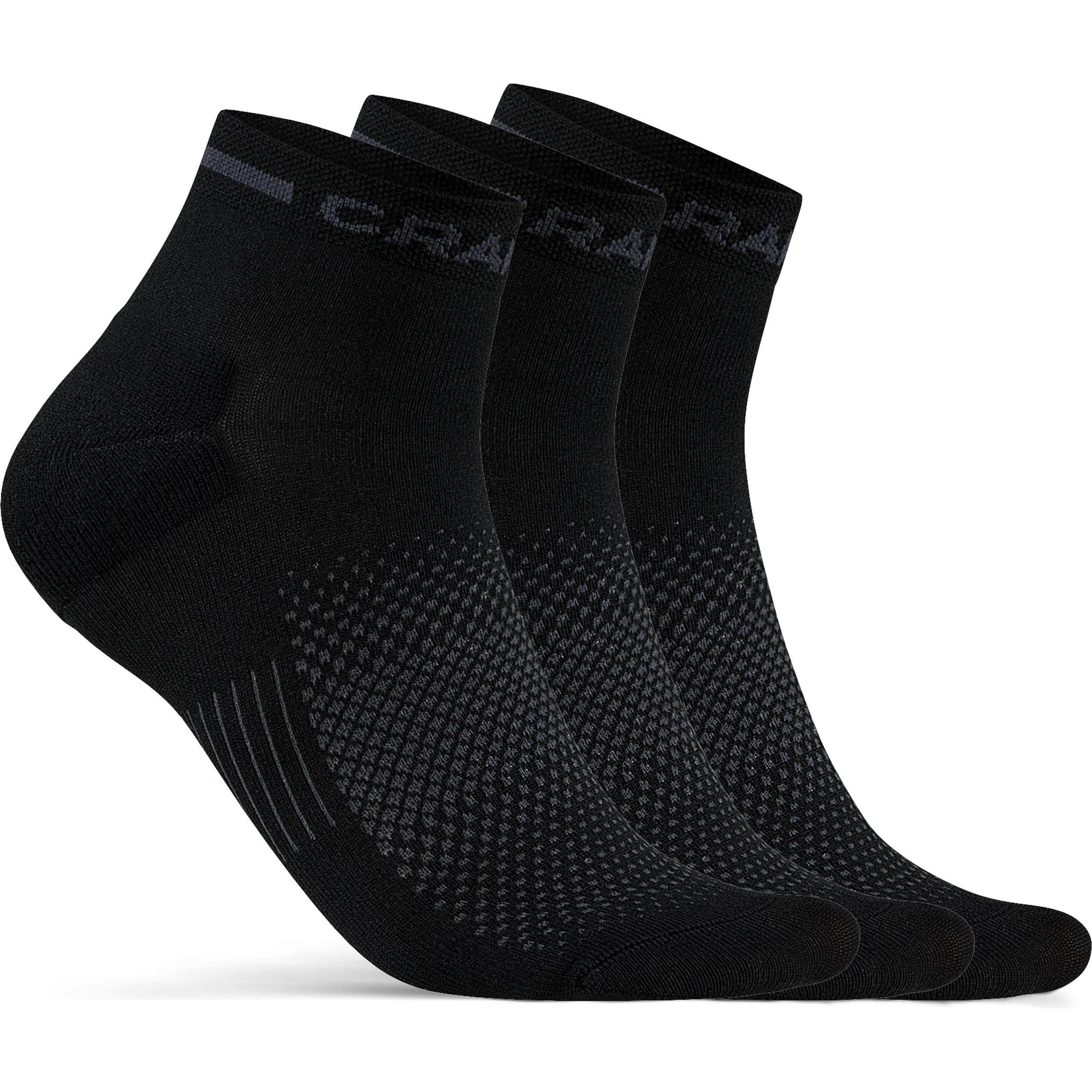 Craft, Herren, Sportsocken, Core Dry Mid Socken 3-Pack (37 - 39), Schwarz