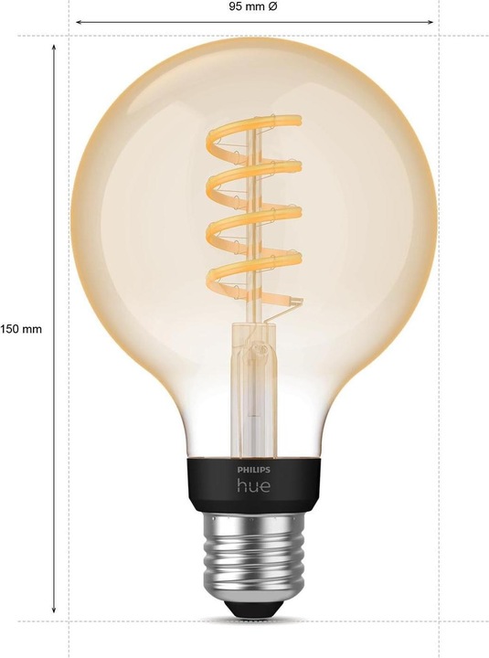 Actual product image Philips Hue Philips Globe G93 Filament (E27, 7 W, 550 lm, 1 x, G)