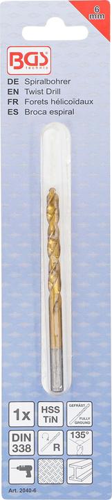 Produktbild BGS Spiralbohrer HSS-G titan-nitriert 6,0 mm (6,00 mm)