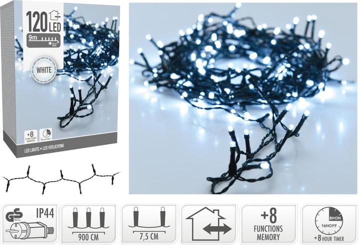 Productafbeelding Christmas Gifts Kerstboomverlichting, 120 Led timer, koud wit (12 m)
