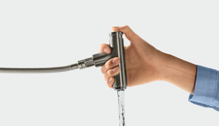 Produktbild hansgrohe HG Einhebel-Spültischmischer 240 METRIS DN 15 mit Ausziehauslauf Edelstahl-Optik