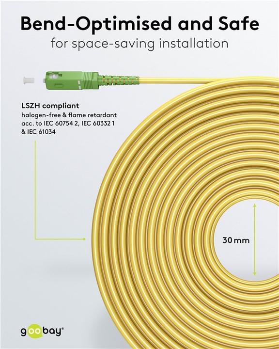 Image du produit Goobay Câble à fibre optique FTTH, monomode OS2 jaune, jaune simplex, 5 m (S/UTP, CAT6a, 5 m)