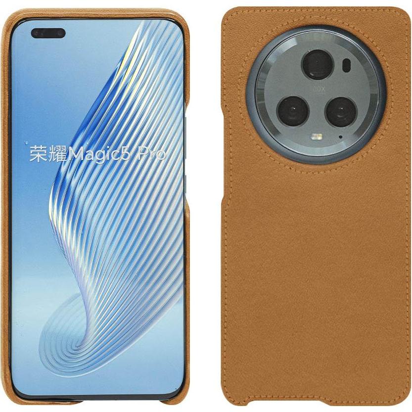 Noreve Lederschutzhülle (Honor Magic5 Pro), Smartphone Hülle, Braun