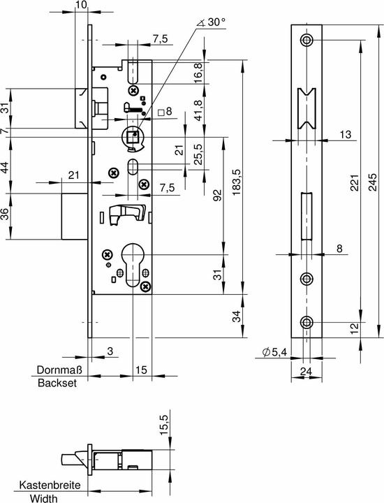 Productafbeelding Wilka Buisframe slot voorbouw roestvrij staal Reno 1438 PZ, 40 mm backset, Din verstelbaar (Profielcilinder)