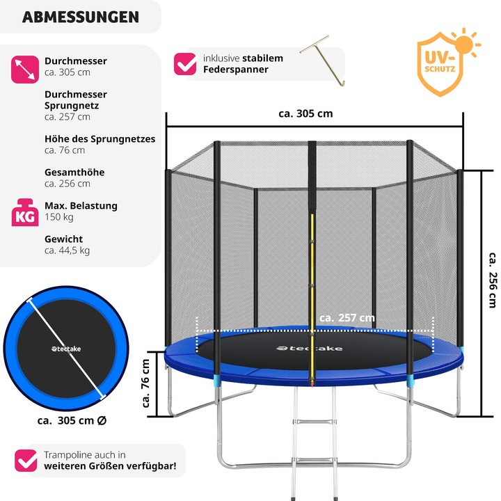 Image du produit tectake Trampoline de jardin (305 cm)