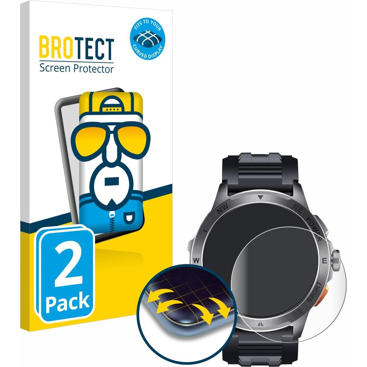 BROTECT Fullscreen Schutzfolie Displayschutz Folie Klar Transparent, Smartwatch Schutzfolie, Transparent