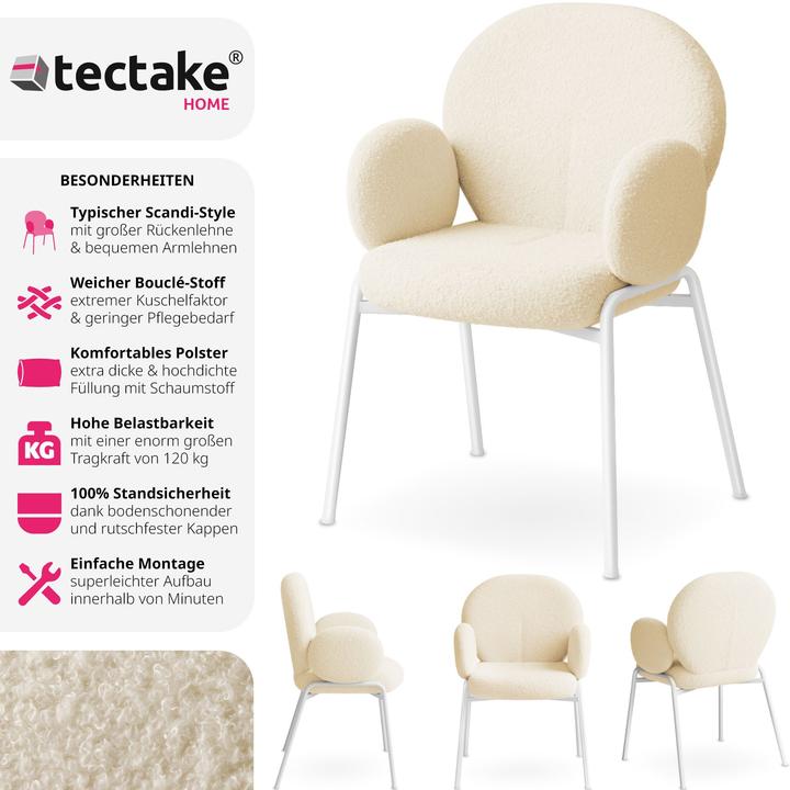 Image du produit tectake Set de 4 chaises Scandi rembourrées