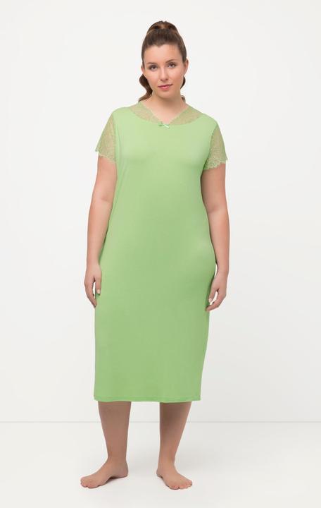 Immagine prodotto Ulla Popken Camicia da notte con pizzo, scollo a girocollo e mezze maniche (46, 48)
