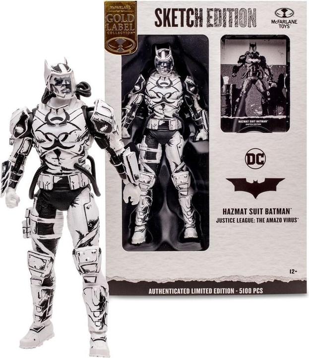Actual product image McFarlane DC Multiverse Action Figure Hazmat Suit Batman (Line Art) (Gold Label) 18 cm