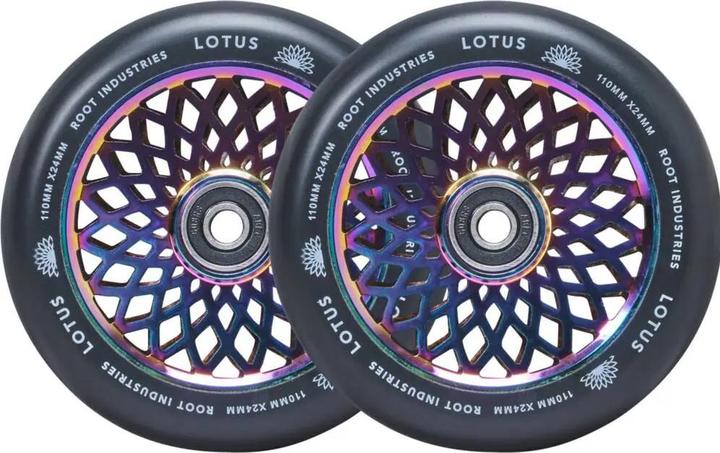 Immagine prodotto Root Industries Root Lotus 110mm Wide Pro Scooter Wheels - Rocket Fuel Core - Black PU (24 mm)