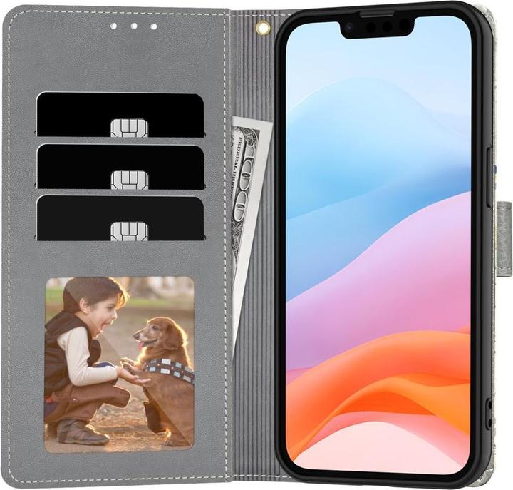 Actual product image Tech-Protect Wallet Case for iPhone 16e - Daisies with Leaves (Apple iPhone 16e)