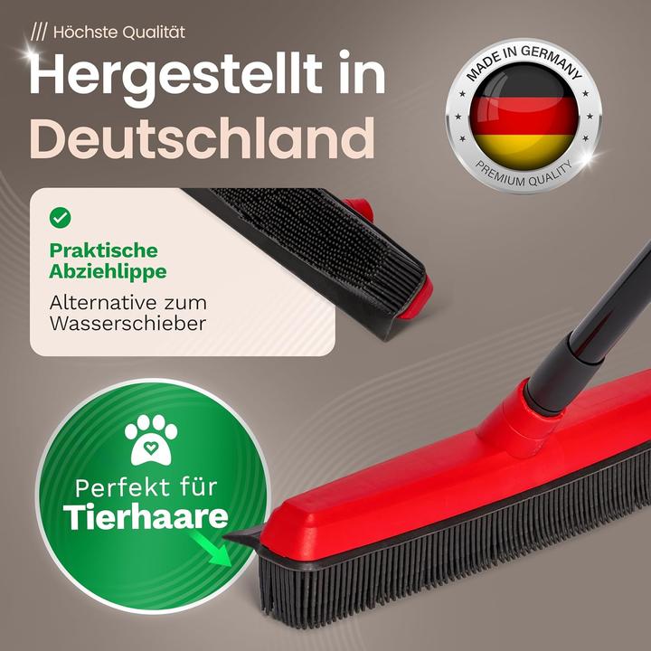 Produktbild Novaliv Gummibesen mit Stiel zum Stecken Auto & Abzieher Friseurbesen Gummi Noppenbesen Hundehaarent (1 Stk.)