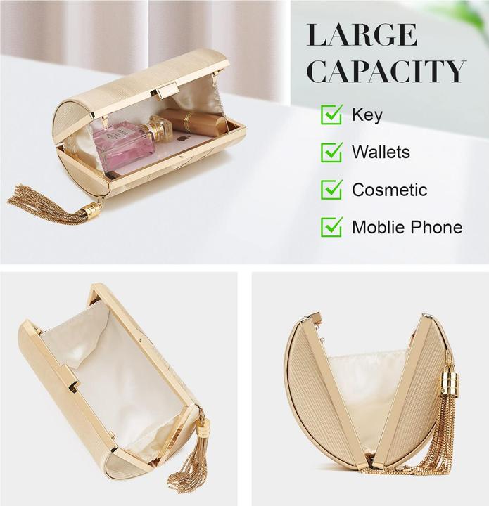 Produktbild Only-Bags.Store Clutch Abendtasche Fransen Elegante Kettentasche Clutch Bag