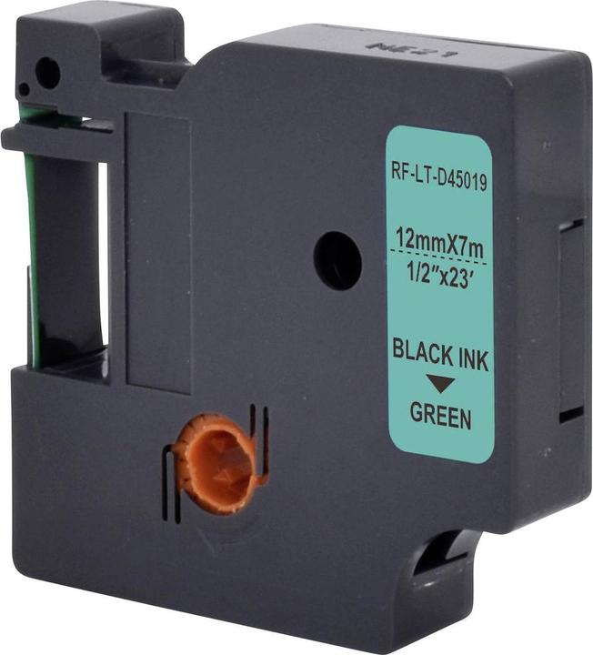 Produktbild Renkforce Schriftband RF-LT-D45019 Kompatibel ersetzt DYMO D1 - 45019 12 mm Ba (1.20 cm, Grün, Schwarz)