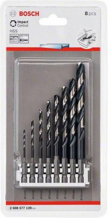 Image du produit Bosch Professional Zubehör PRO Metal HSS-G Impact Ensemble de forets hélicoïdaux, 8 pièces (2 mm, 3 mm, 4 mm, 5 mm, 6 mm, 7 mm, 8 mm, 10 mm)