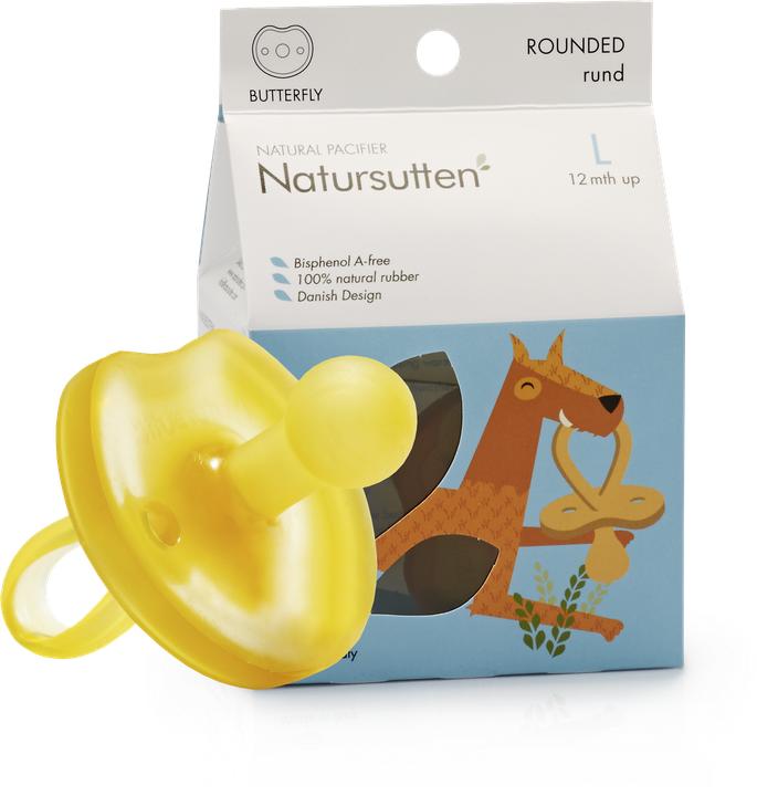 Actual product image Natursutten Organic Pacifier Butterfly Cherry Shape L 12+ months (1 x, from 12 m.)