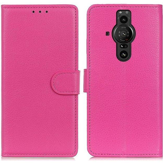 Thumbnail - MU Classic Litchi Leder Bookcover Series (Sony Xperia Pro-I), Smartphone Hülle, Rosa