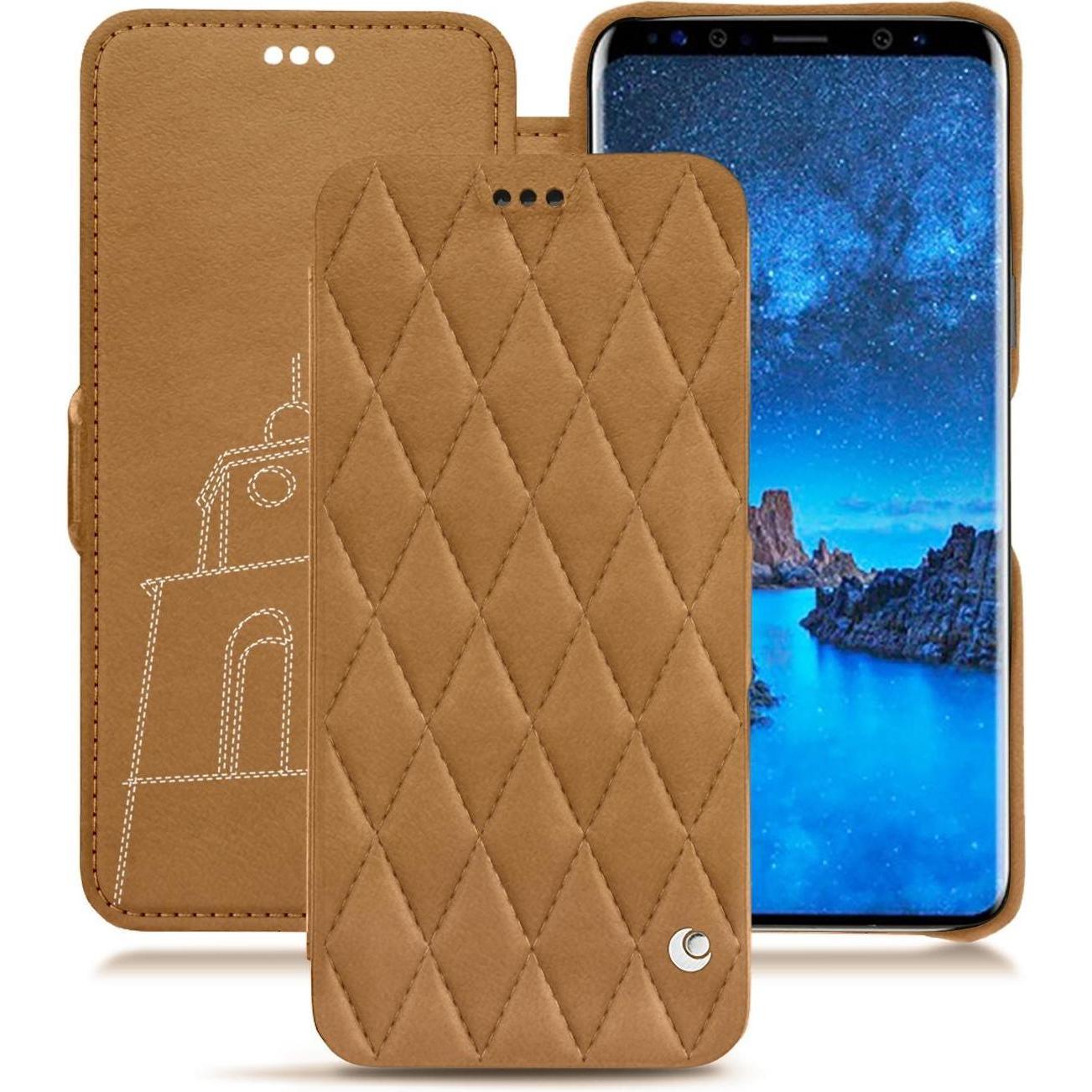 Noreve Lederschutzhülle horizontal (Samsung Galaxy S9), Smartphone Hülle, Braun
