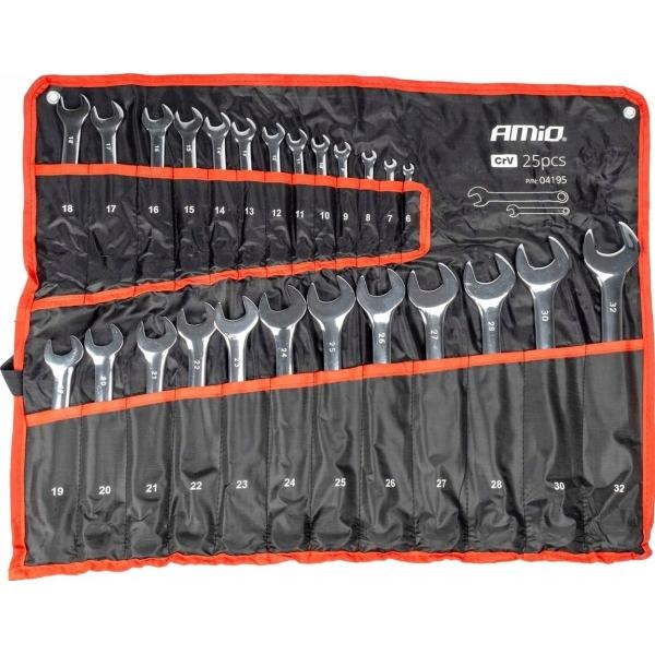 Amio, Chiave inglese, Klucze płaskie oczkowe zestaw kluczy oczkowych 6-32 mm 25 szt. amio-04195