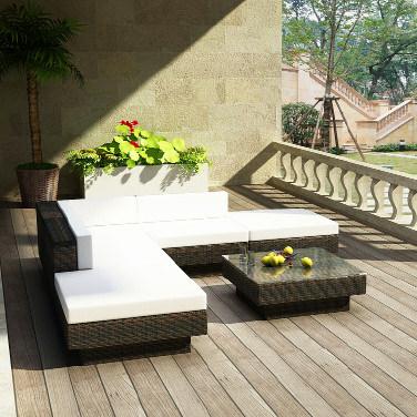 Image du produit PureHaven Ensemble en rotin 300x300 cm aux formes élégantes, résistant à l'usure et très robuste, comprenant