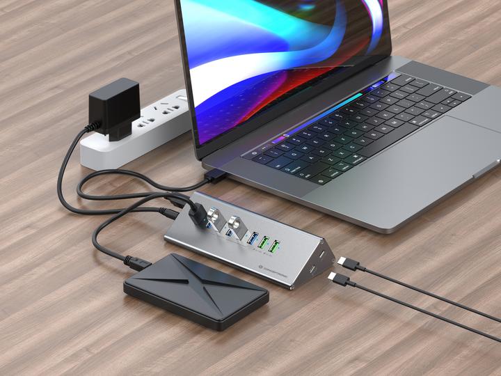 Produktbild Conceptronic Dock USB-C->1xUSB-C,6xUSB-A,100WPD o.N.0.37m (USB-C, 10 Ports)